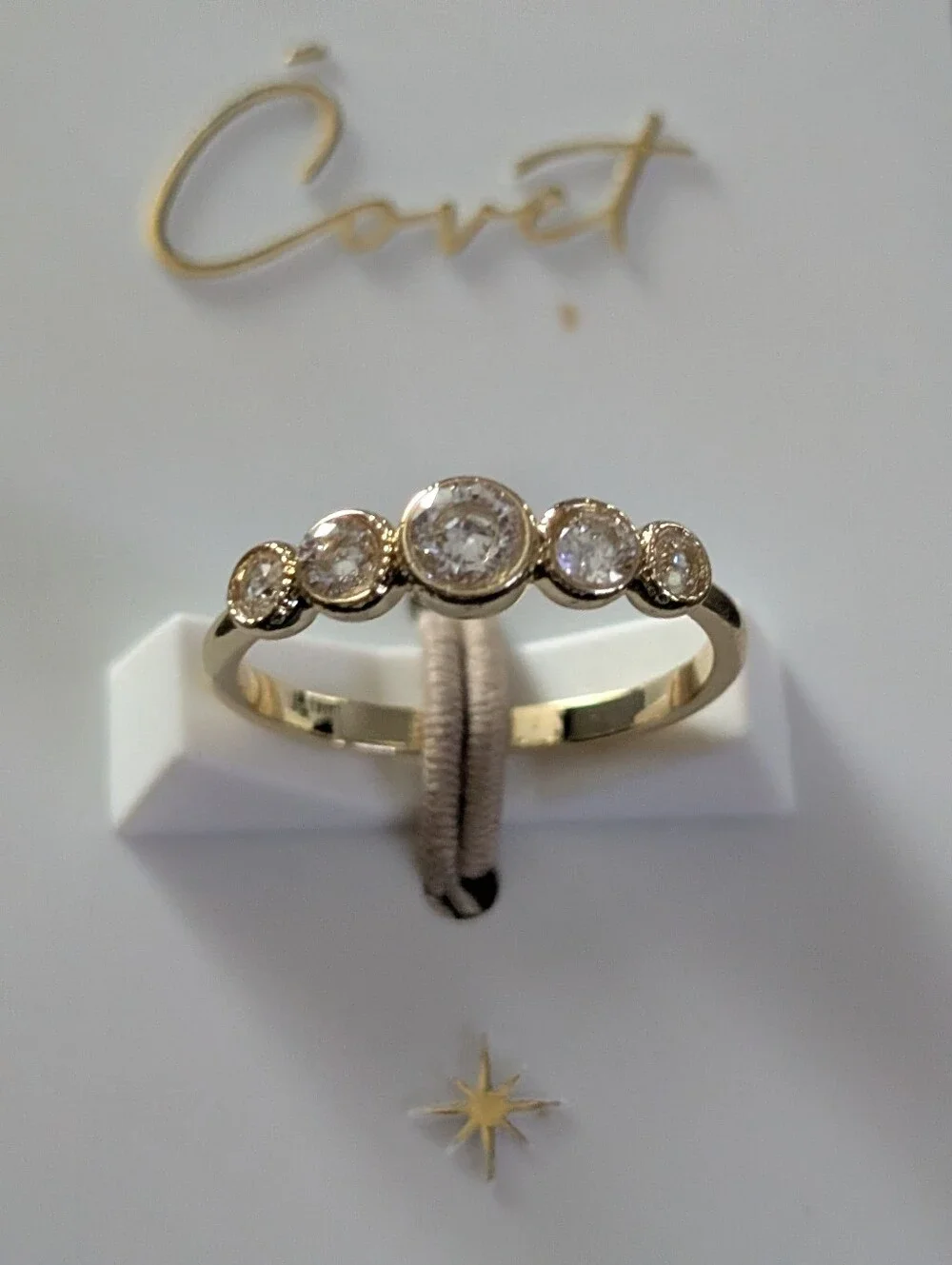 Covet Gold-tone Five-Stone Cubic Zirconia Ring - White
